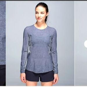 Lululemon Runbeam Long Sleeve Shirt Heathered Ambient Grey Slate Size 6